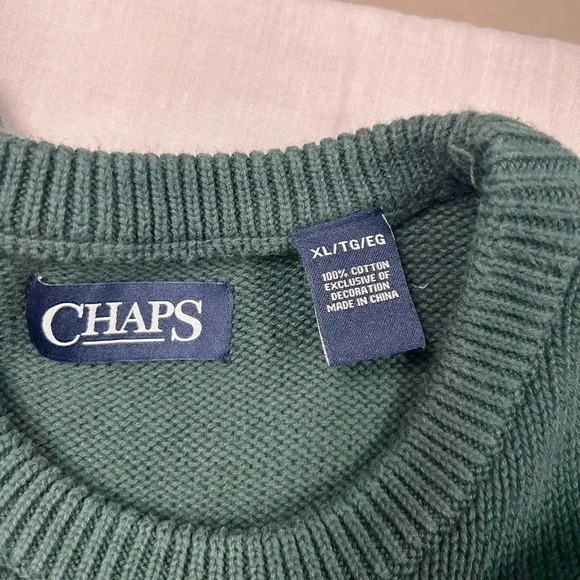 Men’s Chaps Green Crew Neck Sweater Size XL - Picture 4 of 4